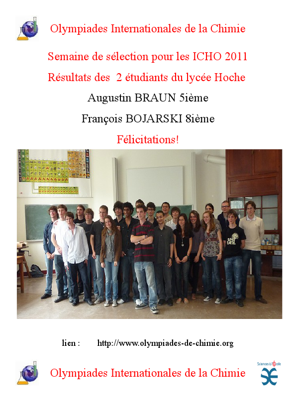 Résultats ICHO 2011 Résultats ICHO 2011